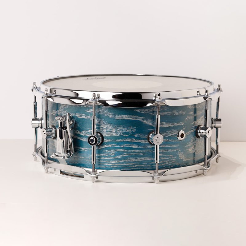 Hendrix Drums Custom - Oak - Atlantis Blue and Silver Stain Snare Drum 14x6.25"